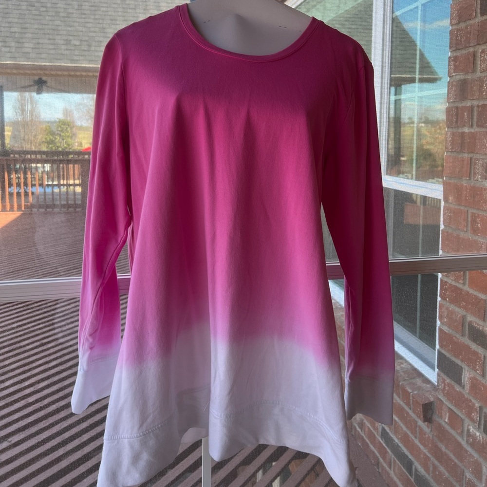 Denim & Co. long sleeve loose fitting dip dye tunic